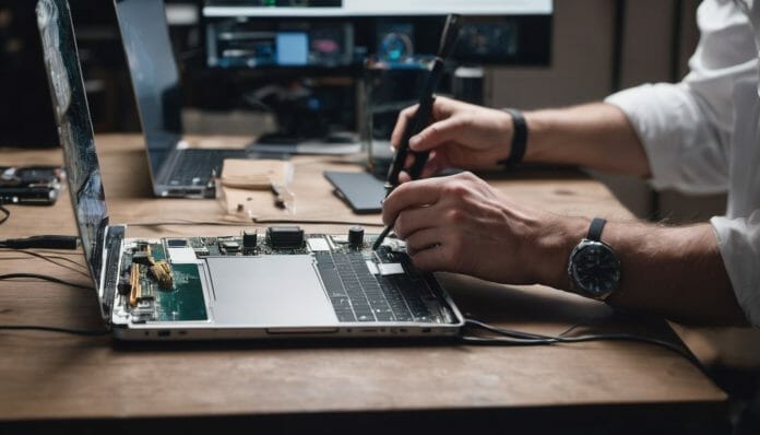 The Ultimate Guide: How much does it cost to fix a MacBook screen? – How much does it cost to fix a MacBook screen: The Ultimate Guide A man working on a laptop at a desk.